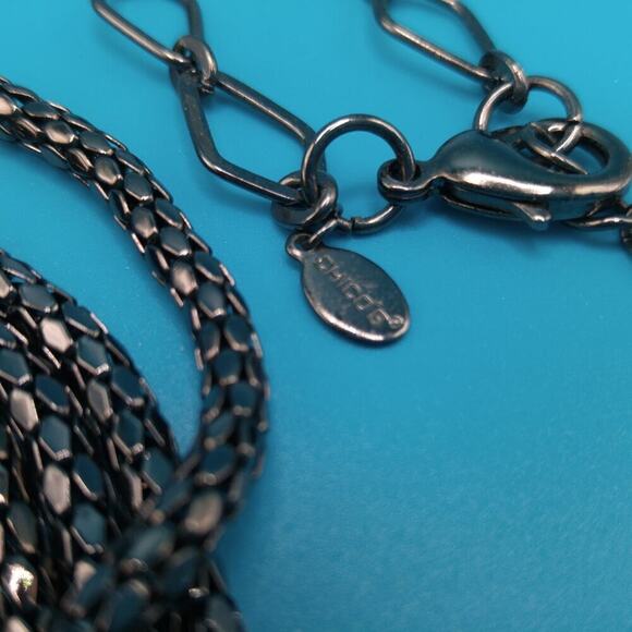 Chico's Long Gunmetal Grey Mesh Chain Necklace, Six Strands, 32 Inches - Picture 4 of 7
